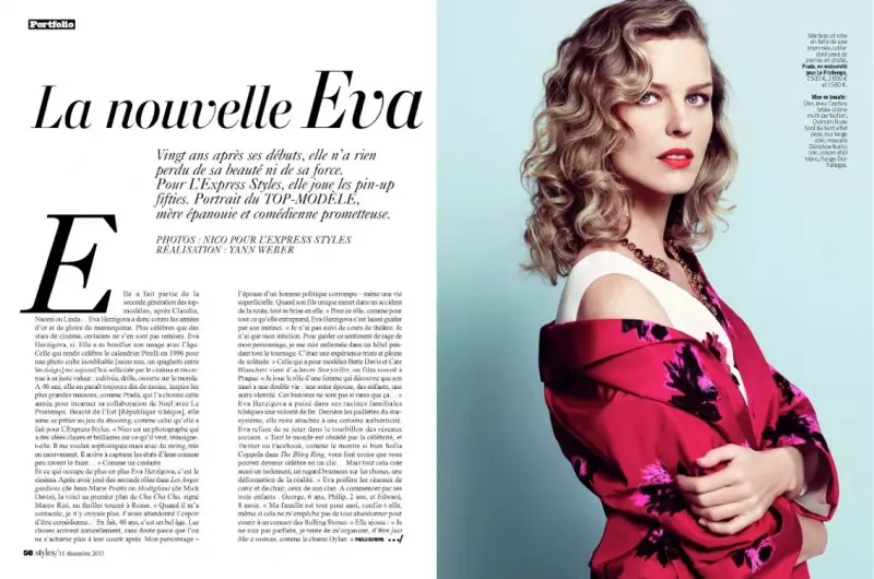 Eva Herzigova គឺជា Ladylike Glam សម្រាប់ L'Express Styles ដោយ Nico