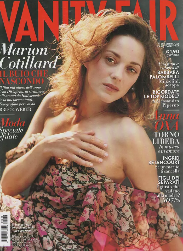 Marion Cotillard lọ Photoshop ọfẹ fun ideri Oṣu Kẹsan 2010 ti Vanity Fair Italy. Fọto: Bruce Weber