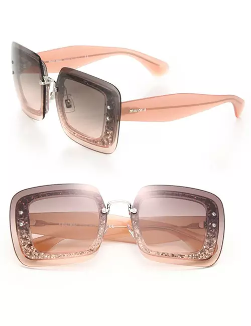 Miu Miu Glittered Square Layered Sunglasses