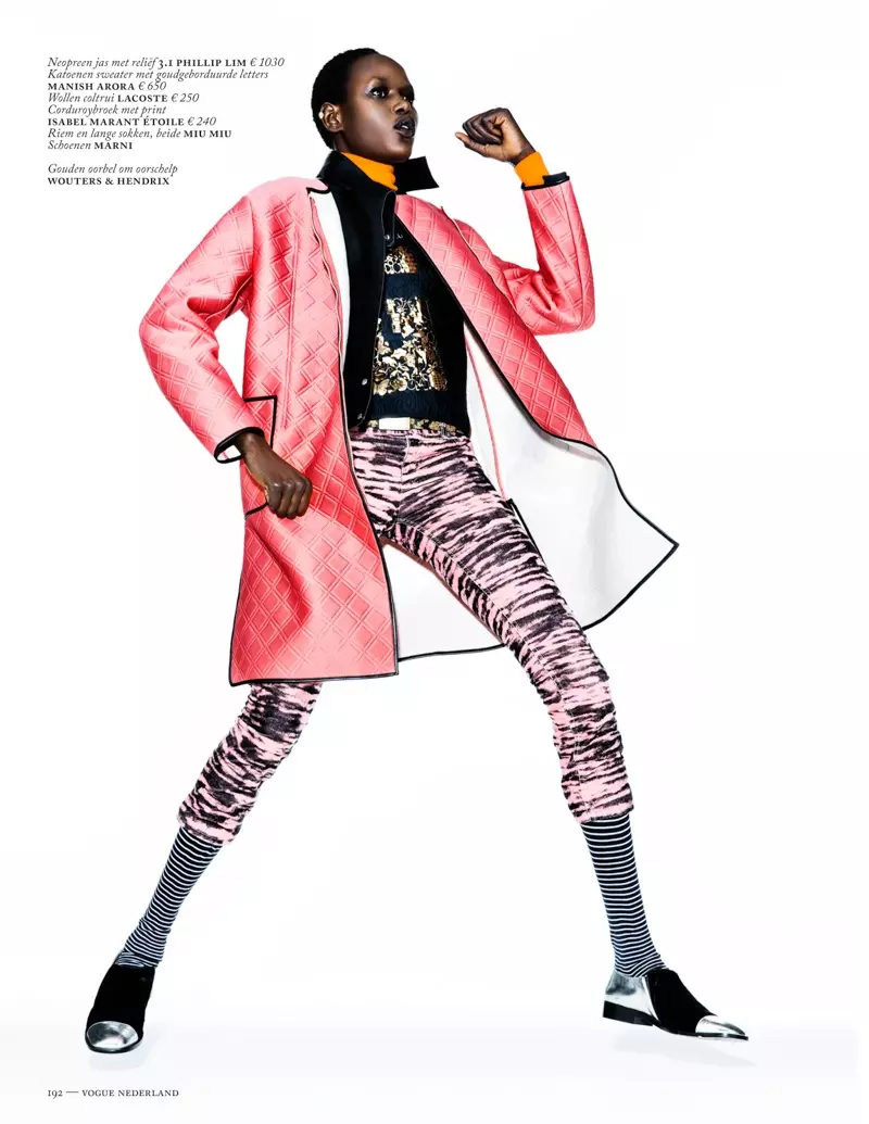 Model Ajak Deng Fall Brights don Vogue Netherlands na Marc de Groot