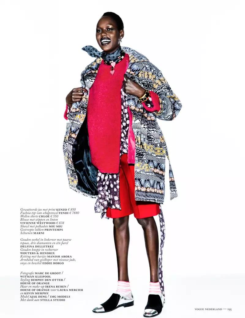 Ajak Deng Models Fall Brights para Vogue Netherlands de Marc de Groot