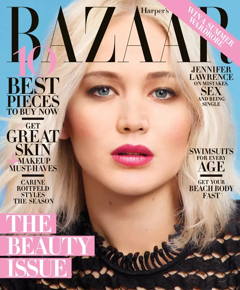 Jennifer Lawrence i luga o le Harper's Bazaar Me 2016 Cover