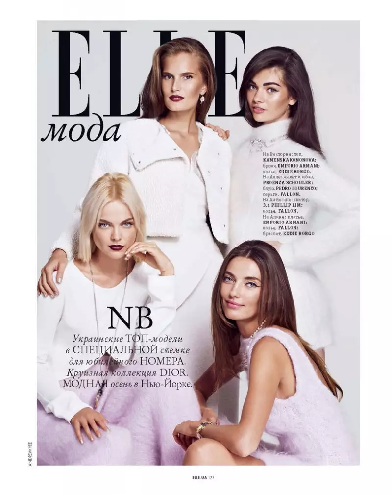 Alina Baikova, Alla Kostromicheva + More Pose per a Andrew Yee a Elle Ucraïna novembre de 2013