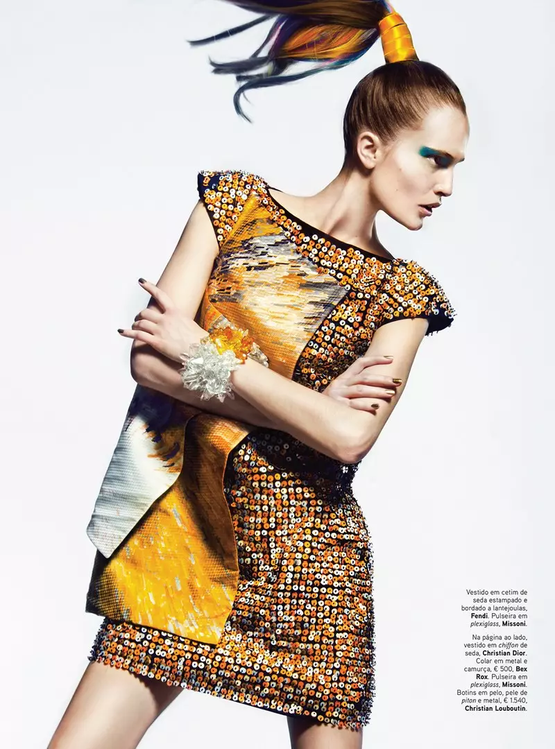 Alla Kostromicheva has a Color Blast for Vogue Portugal May 2013 by Kevin Sinclair