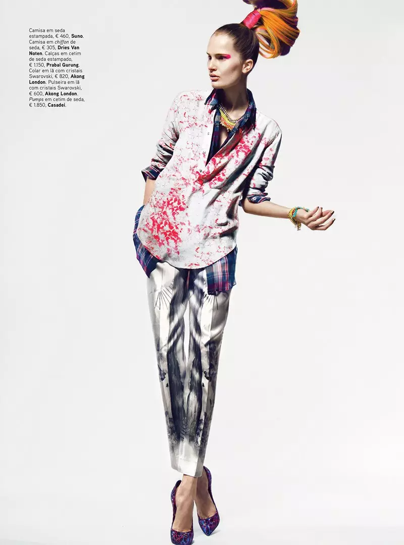 Alla Kostromicheva has a Color Blast for Vogue Portugal May 2013 by Kevin Sinclair