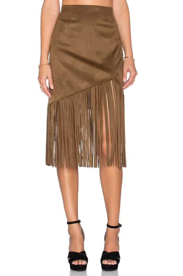 I-Tularosa Donna Fringe Skirt in Brown