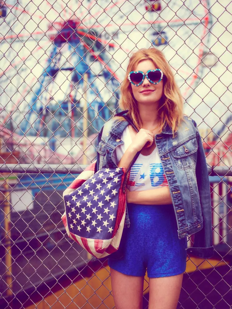 Camille Rowe Sports Americana Style foar Free People's June Lookbook