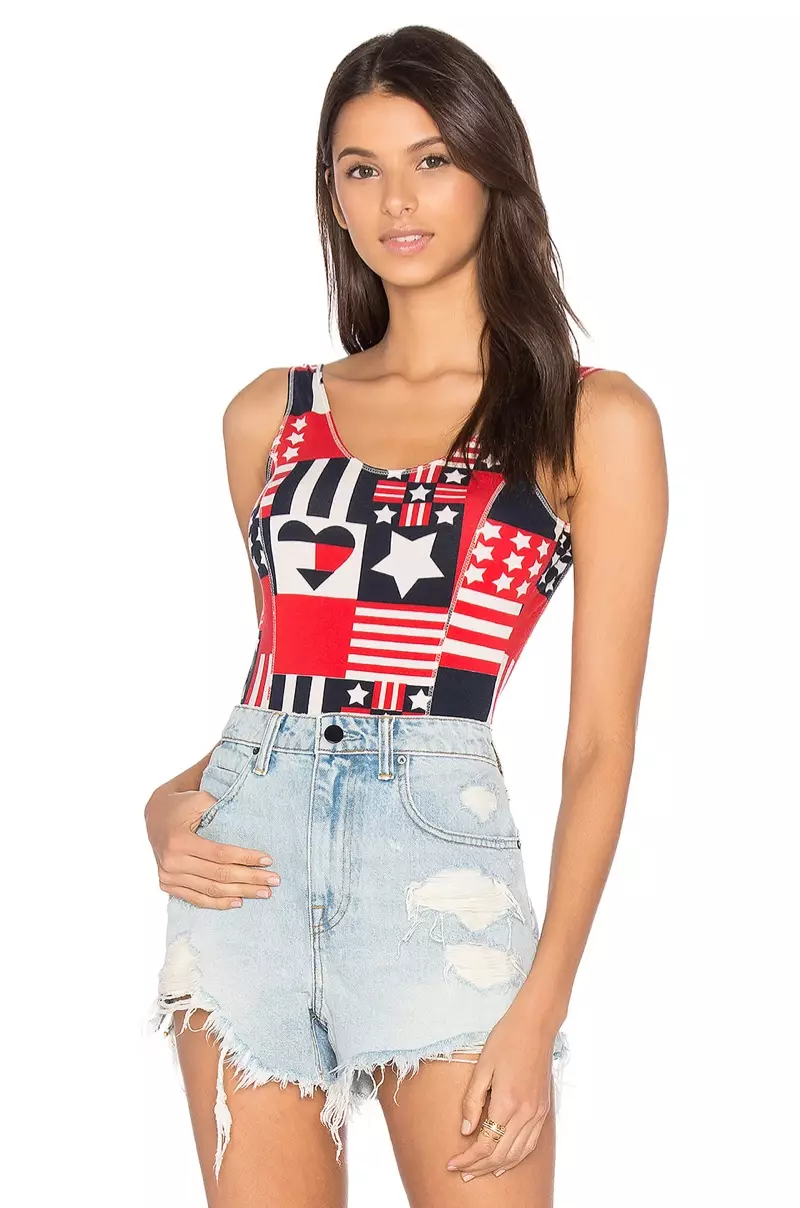 Hilfiger Collection Track Field Printed Bodysuit $136