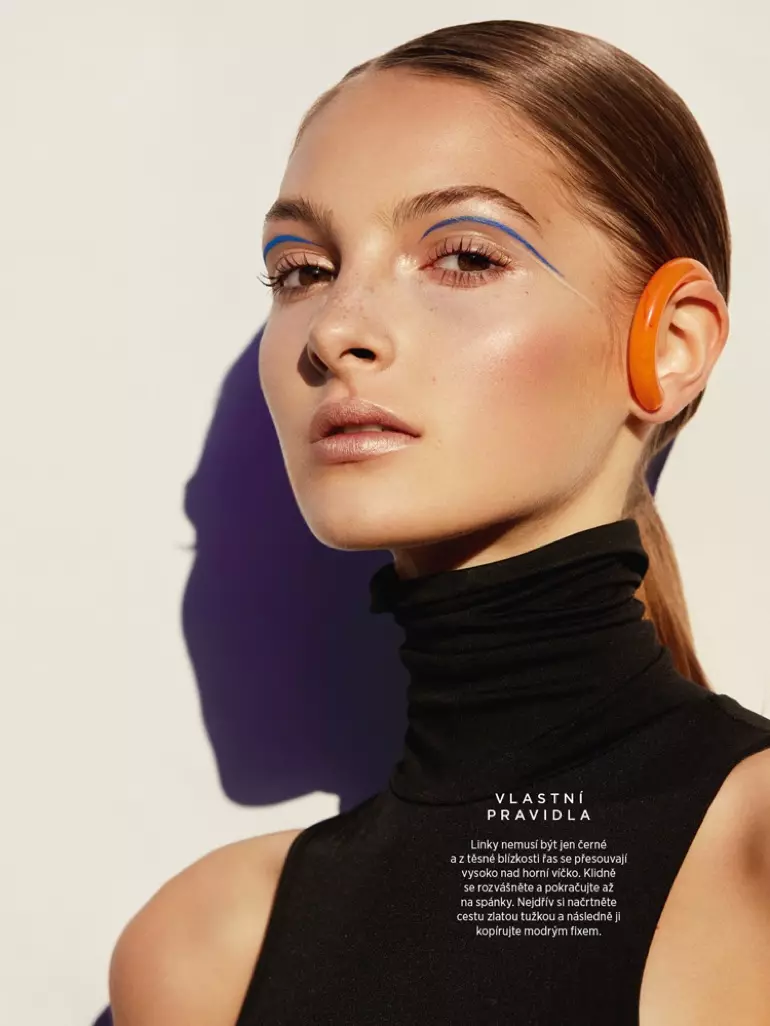 Rosa Turk draagt zonovergoten schoonheid voor Harper's Bazaar Czech