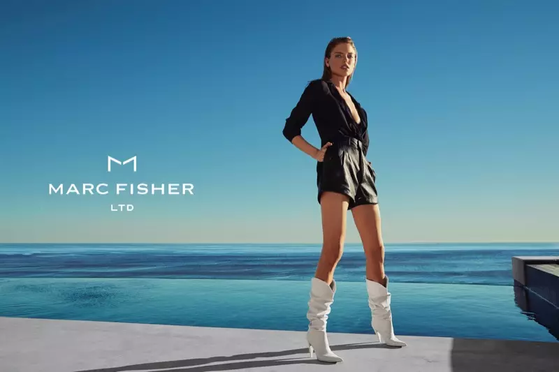 Martha Hunt modelira bijele čizme u kampanji Marca Fishera za proljeće-ljeto 2018.