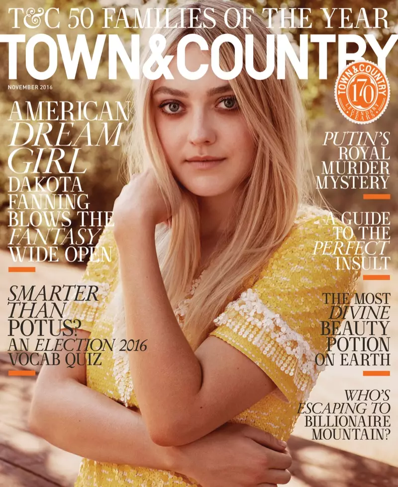 Majalah Dakota Fanning Town & Country November 2016 Photoshoot