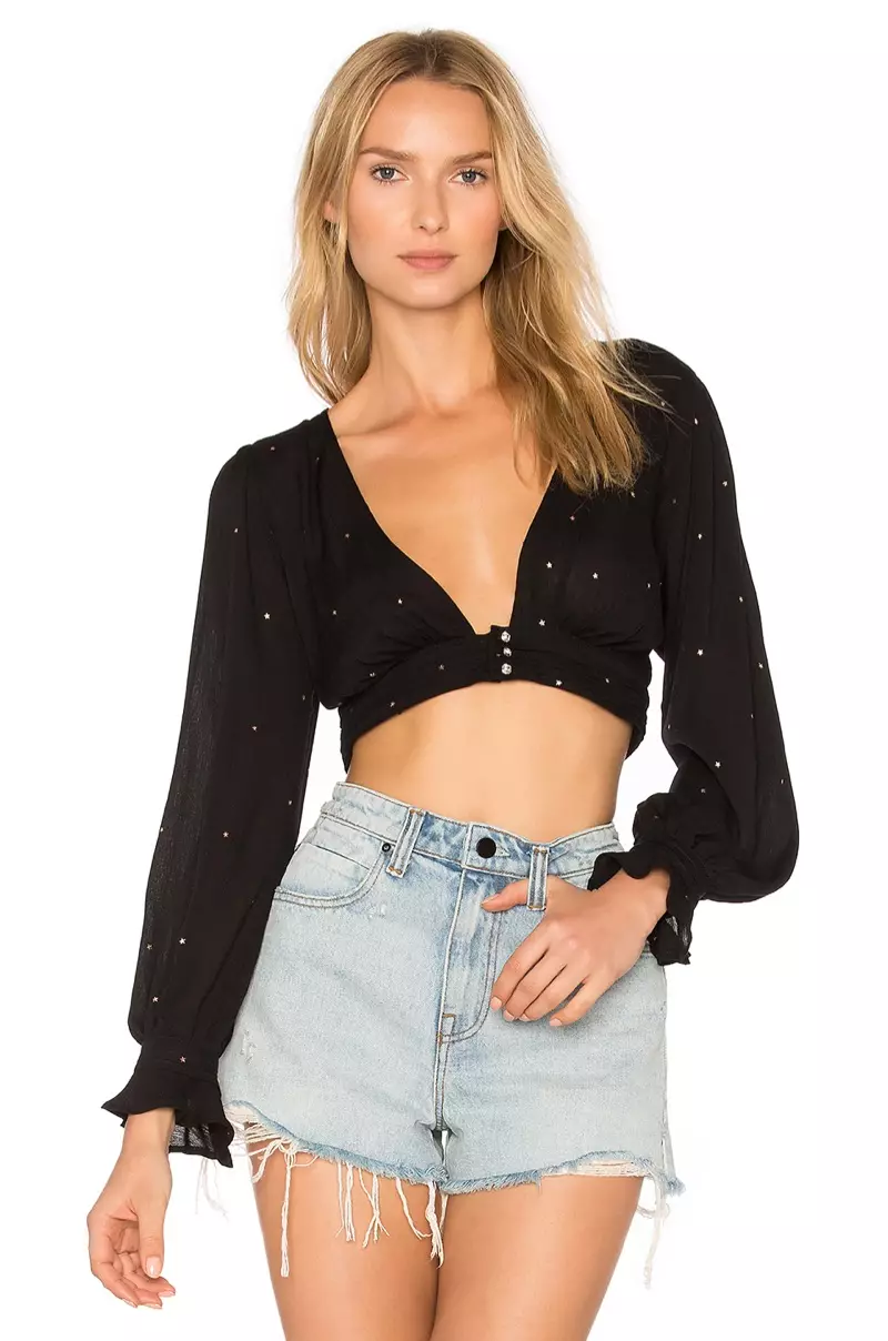 For Love & Lemons Disco Baby Gold Foil Blouse $118