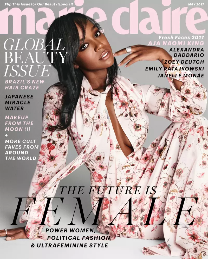 Aja Naomi King Marie Claire 2017 m. gegužės mėnesio viršelyje