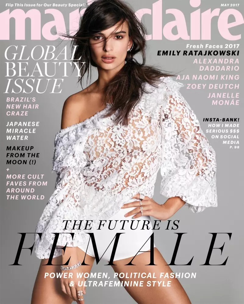 Emily Ratajkowski Marie Claire 2017 m. gegužės mėnesio viršelyje