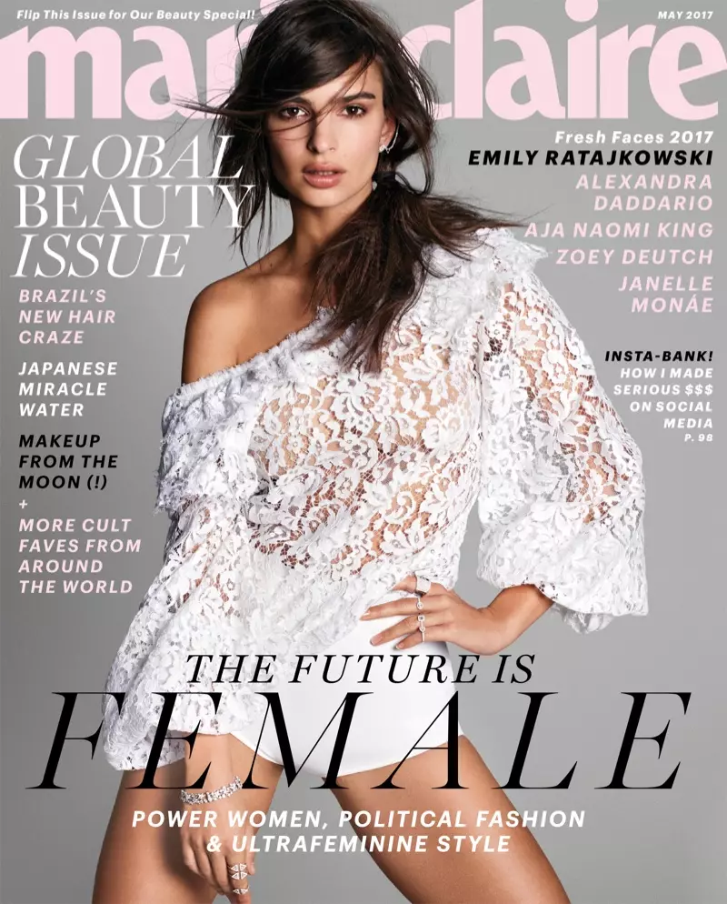 Emily Ratajkowski kwenye Jalada la Marie Claire Mei 2017