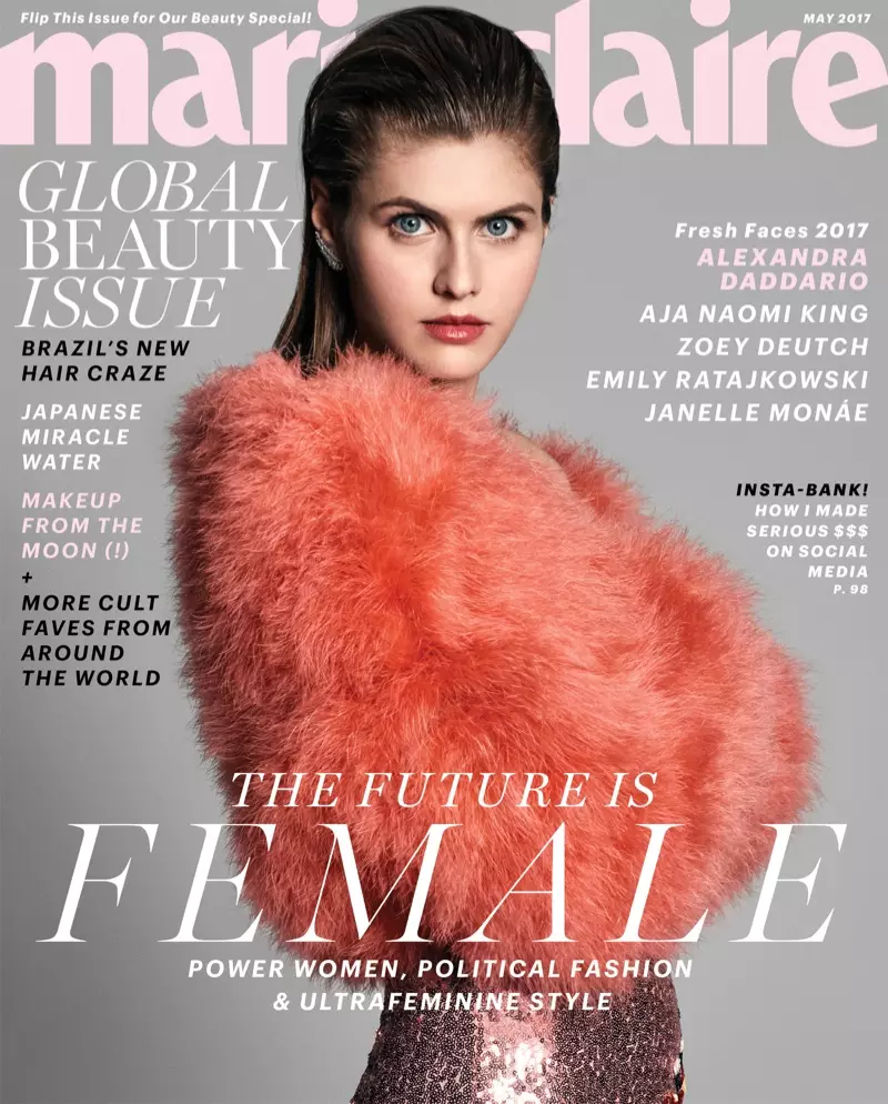 2017년 5월 Marie Claire 표지의 Alexandra Daddario