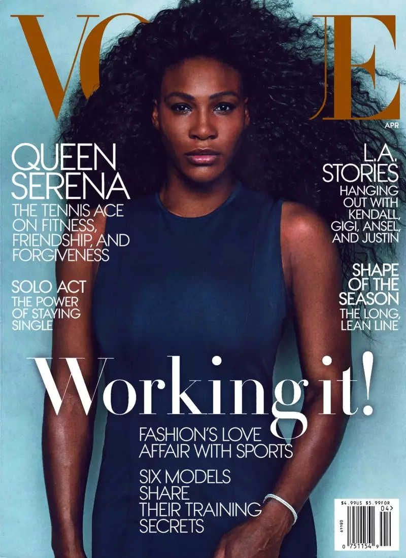 Το τεύχος Απριλίου 2015 της Vogue παρουσιάζει στο εξώφυλλο την επαγγελματία του τένις Serena Williams.