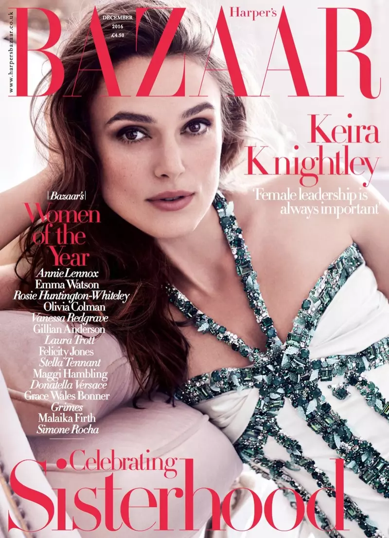 Кіра Найтлі на обкладинці Harper's Bazaar UK у грудні 2016 року