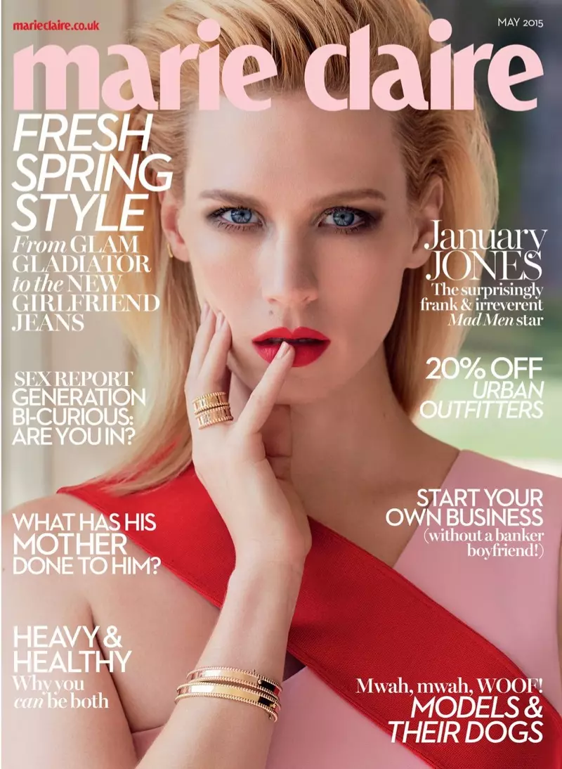 一月琼斯为英国玛丽克莱尔杂志 2015 年 5 月的封面增色不少。