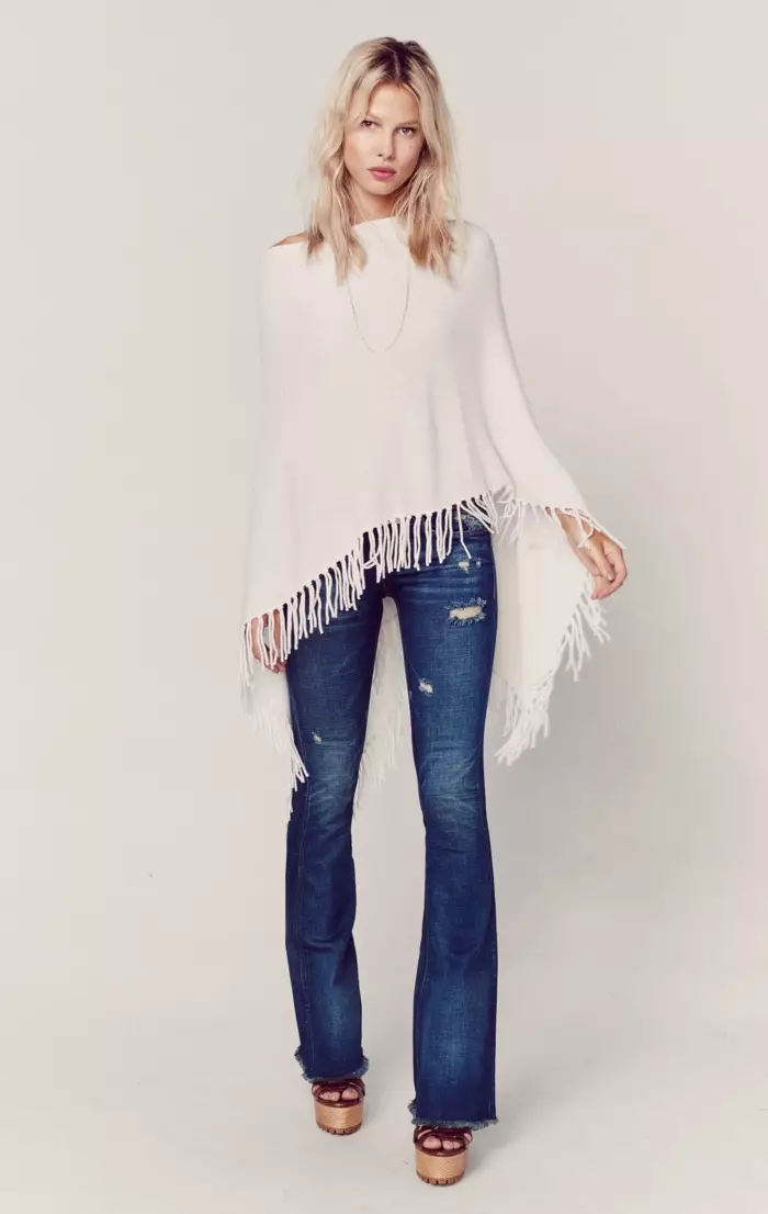 Minnie Rose Cashmere Fringe Poncho