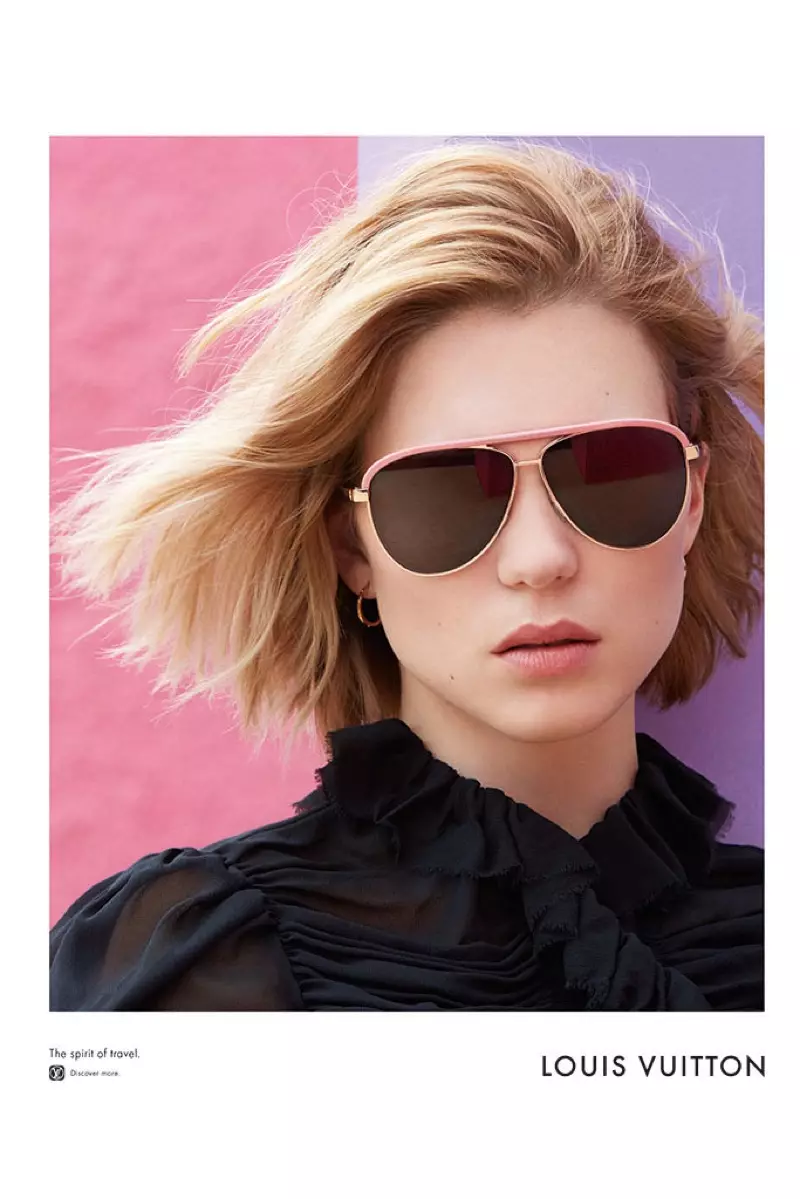 Lea Seydoux modellen aviator zonnebril fan Louis Vuitton