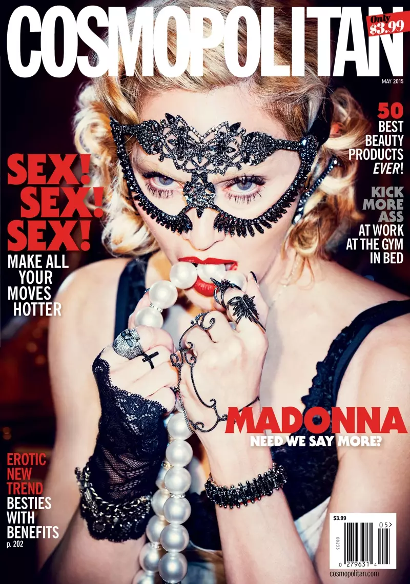 Madonna anapamba toleo la maadhimisho ya miaka 50 ya Cosmopolitan kwa Mei 2015. Picha: Ellen Von Unwerth