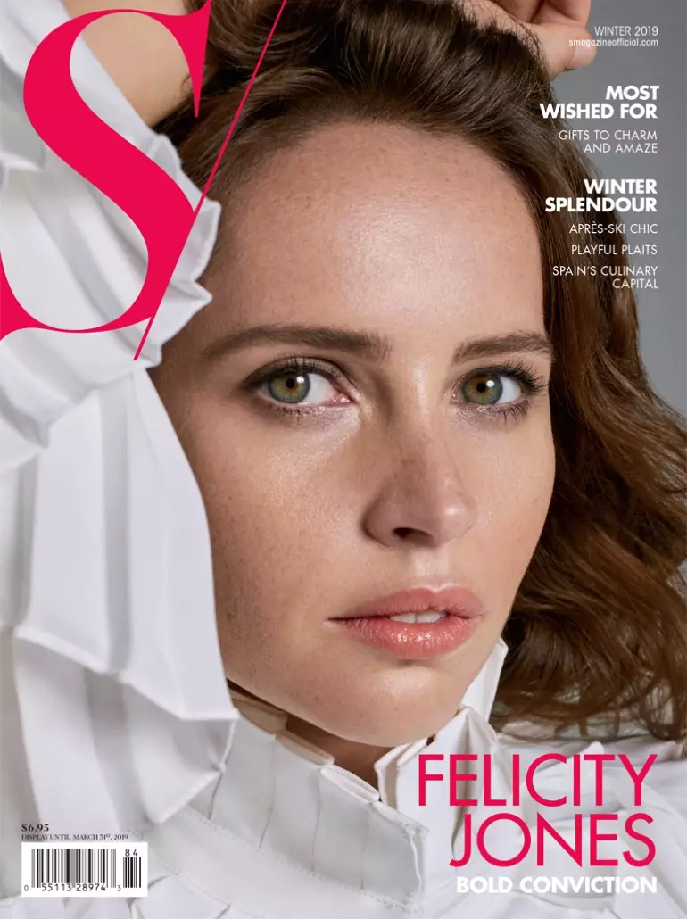Felicity Jones sou kouvèti S Magazine Winter 2019