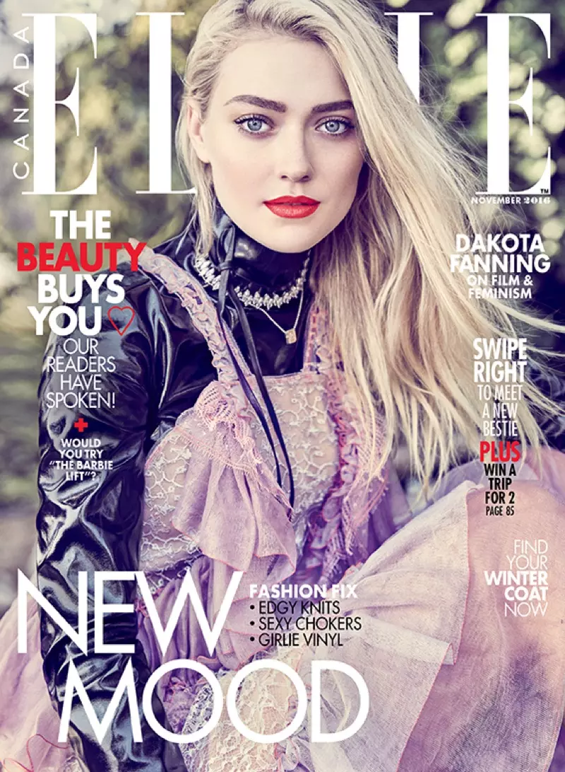 Dakota Fanning trên Trang bìa ELLE Canada tháng 11 năm 2016