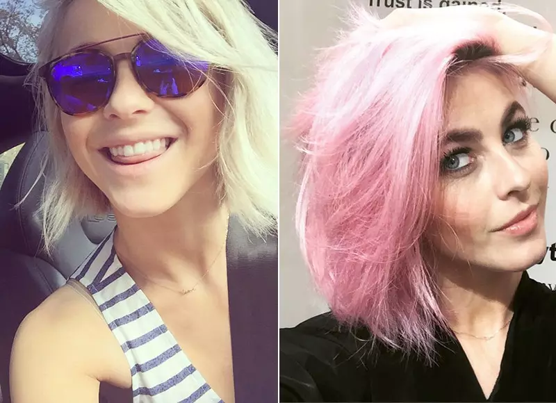 Judecătoarea „Dancing with the Stars” Julianne Hough și-a vopsit bob blond în roz în 2015. Foto: Instagram