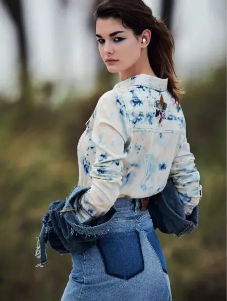 Ophelie Guillermand rockt Denim & Lace in Marie Claire Italy