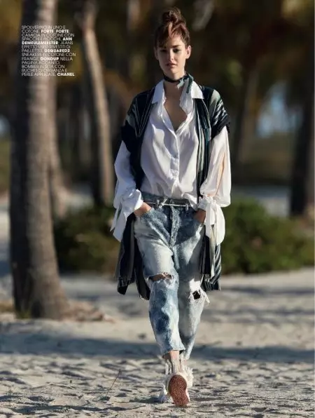 Ophelie Guillermand rockt Denim & Lace in Marie Claire Italy