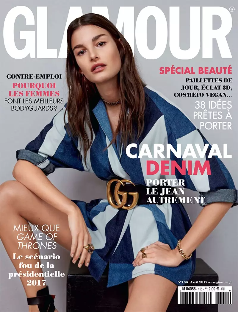 Ophelie Guillermand 在 Glamour France 2017 年 4 月封面上