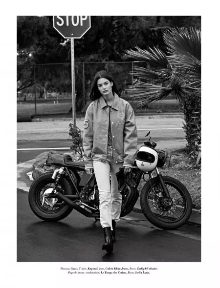 Ophelie Guillermand ເບິ່ງ Biker Cool ໃນ Glamour France