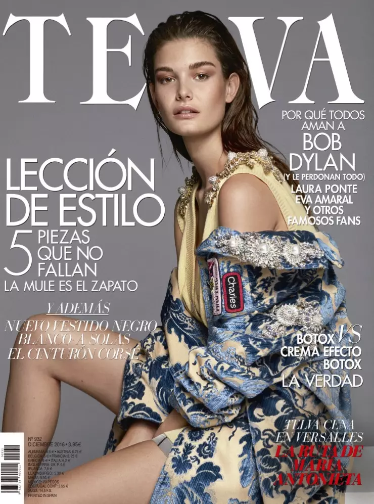 Ophelie Guillermand auf dem Cover des Dezember 2016 des TELVA-Magazins