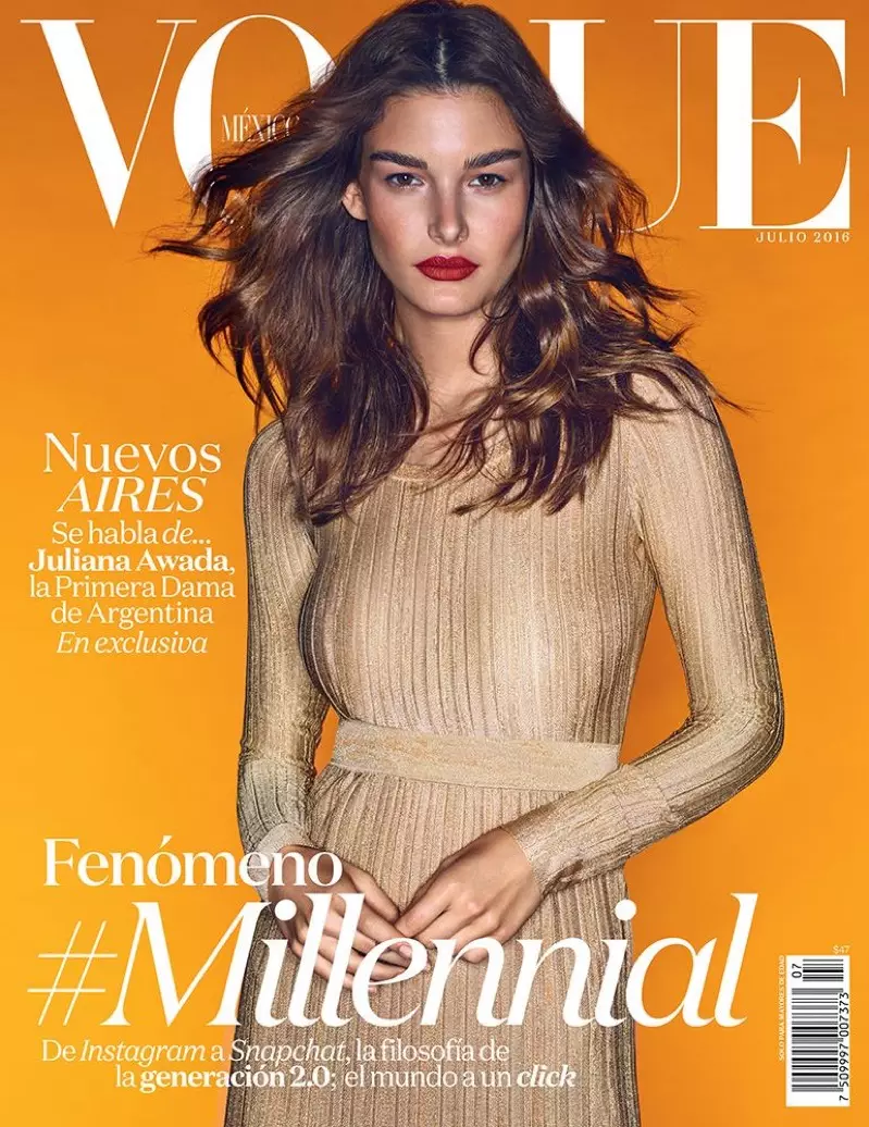 Ophelie Guillermand op Vogue Mexico juli 2016 Cover