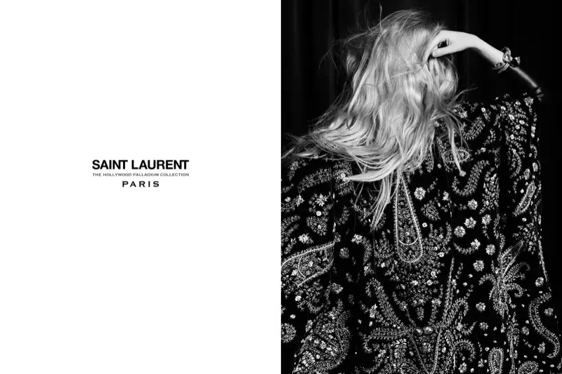 Detalj iz krupnog plana vezenog ogrtača Saint Laurent iz kolekcije Palladium 2016