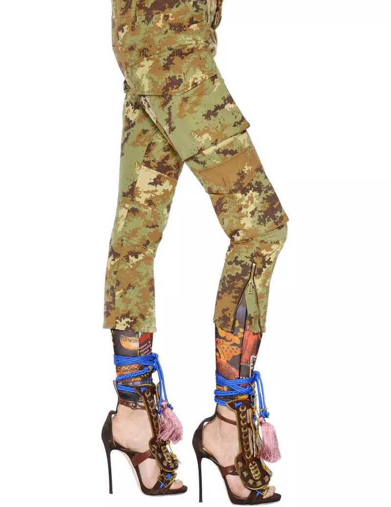 DSquared2 Camouflage പ്രിന്റഡ് മിലിട്ടറി ക്യാൻവാസ് പാന്റ്സ്