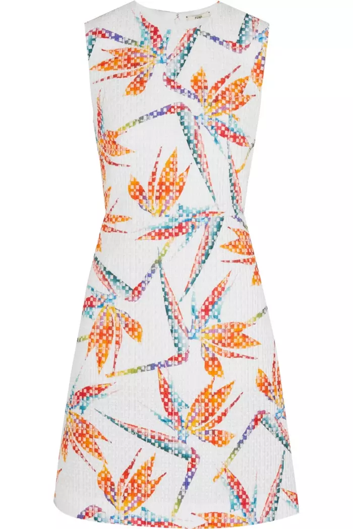 I-Fendi Bird of Paradise Printed Satin Mini Dress