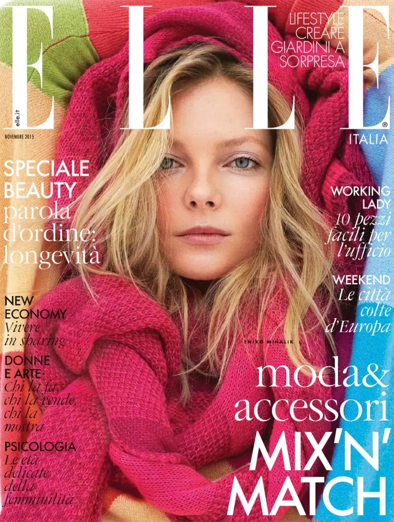 Эніка Міхалік на вокладцы ELLE Italia лістапада 2015