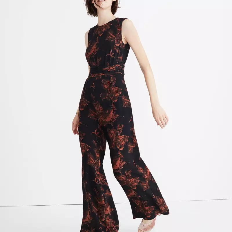 Madewell x No. 6 Silk Isabella Jumpsuit en Etched Floral $175