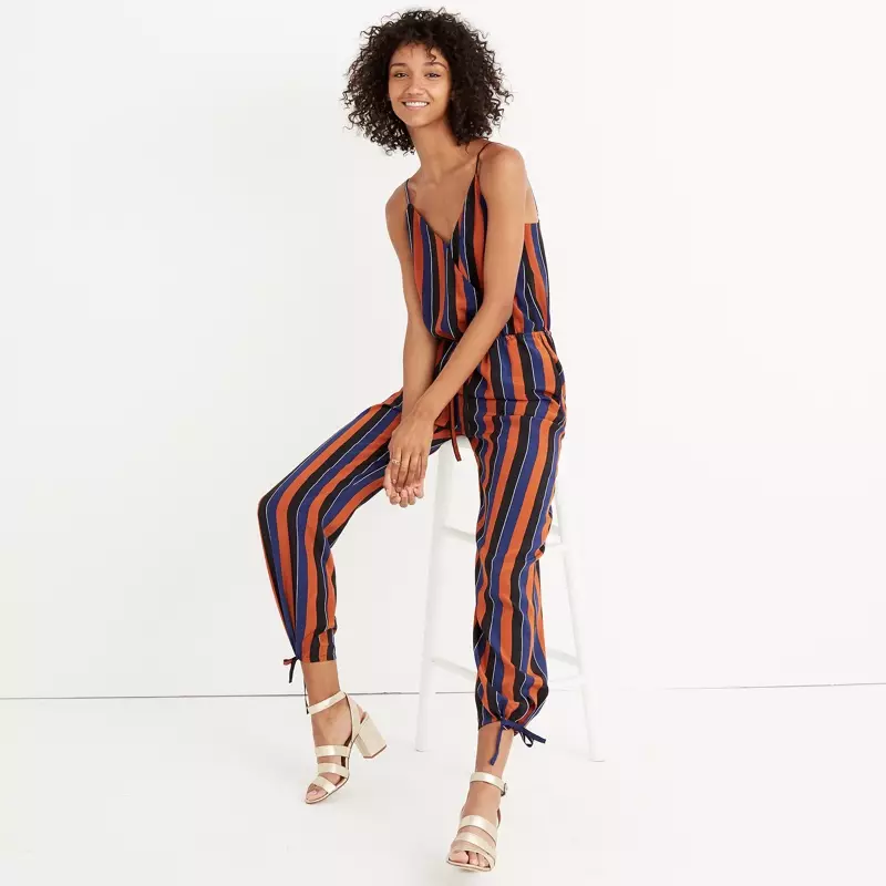 Madewell x nr. 6 Silk Playa Cami Jumpsuit Multi-Stripe $168