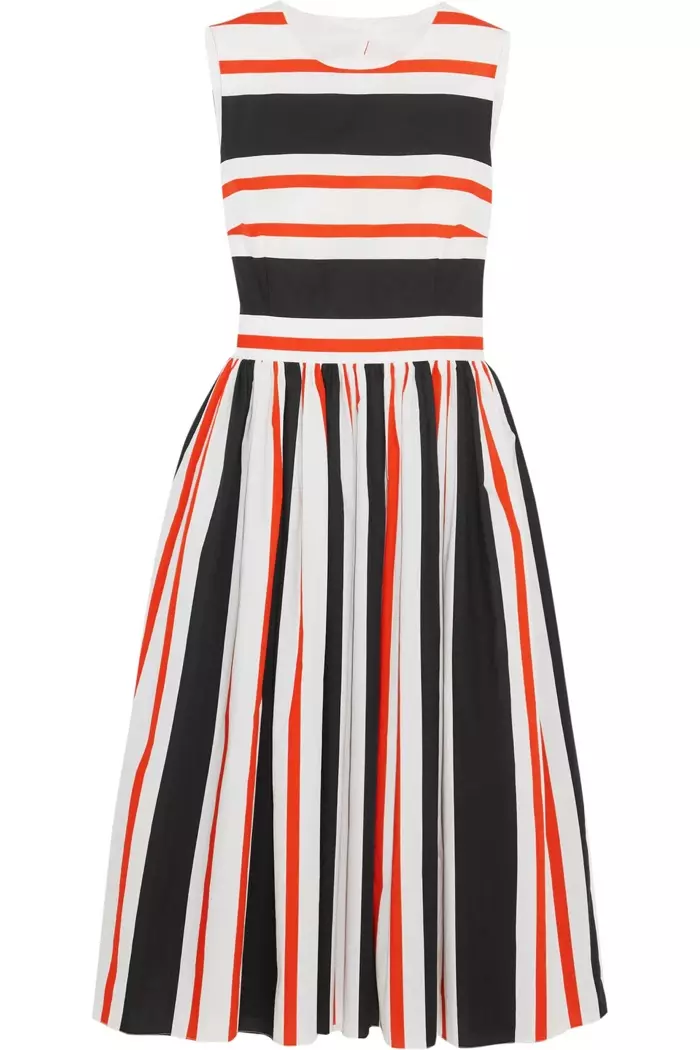 Dolce & Gabbana Cutout Striped Cotton Poplin Dress