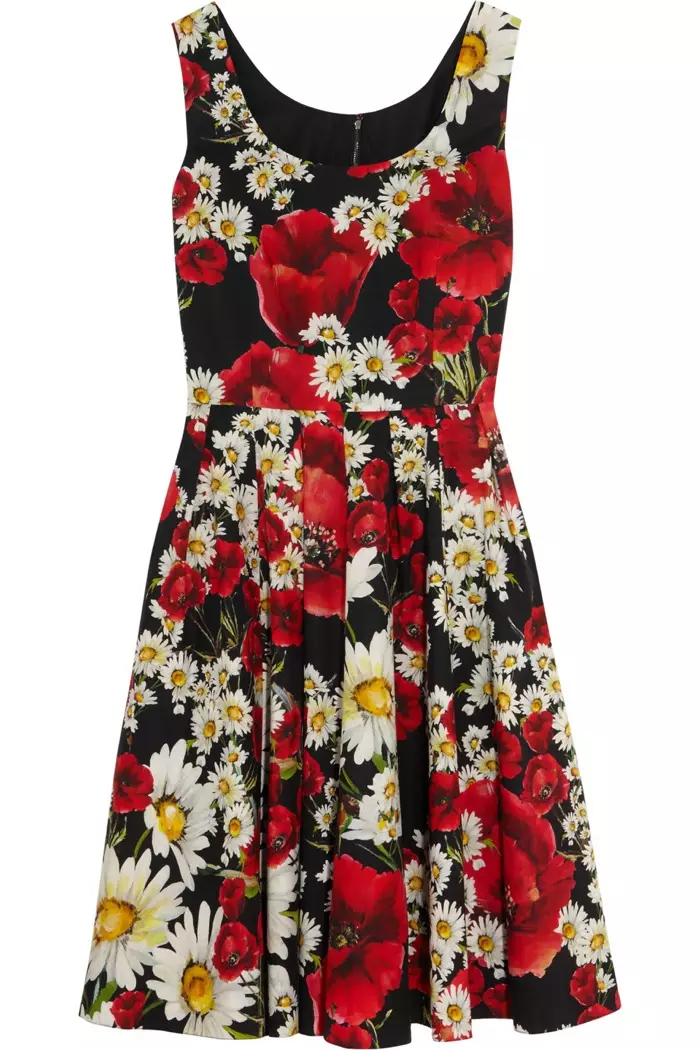 Dolce & Gabbana Floral Print Cotton Poplin Dress