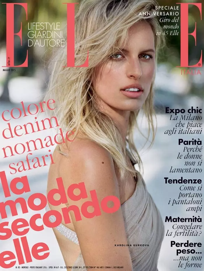 Karoline Kurkova bergê Elle Italia Gulana 2015-an ji hêla Matt Jones ve digire