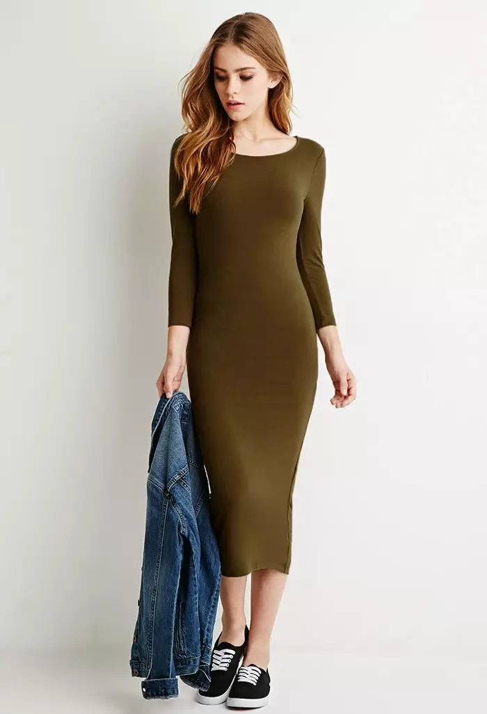 Forever 21 Classic Midi զգեստ Army Green-ով հասանելի է $15,90-ով