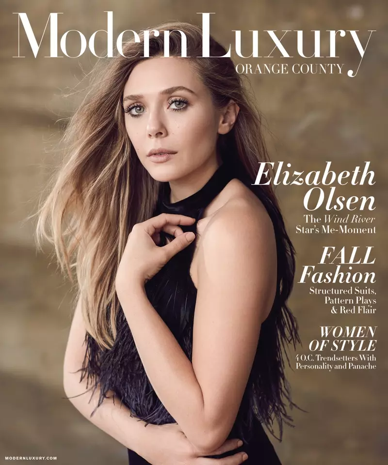 Nữ diễn viên Elizabeth Olsen trên bìa Modern Luxury Orange County tháng 9 năm 2017