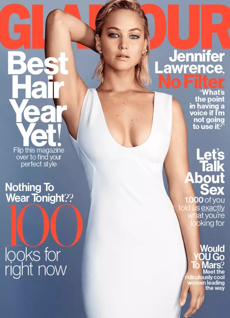 2016 ဖေဖော်ဝါရီတွင် Glamour Magazine မျက်နှာဖုံးတွင် Jennifer Lawrence