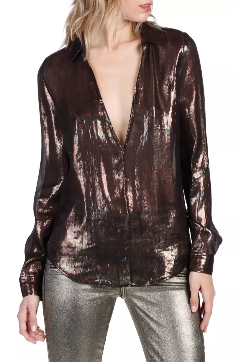 Rosie HW x Paige Bessy Metallic Silk Blouse $ 298