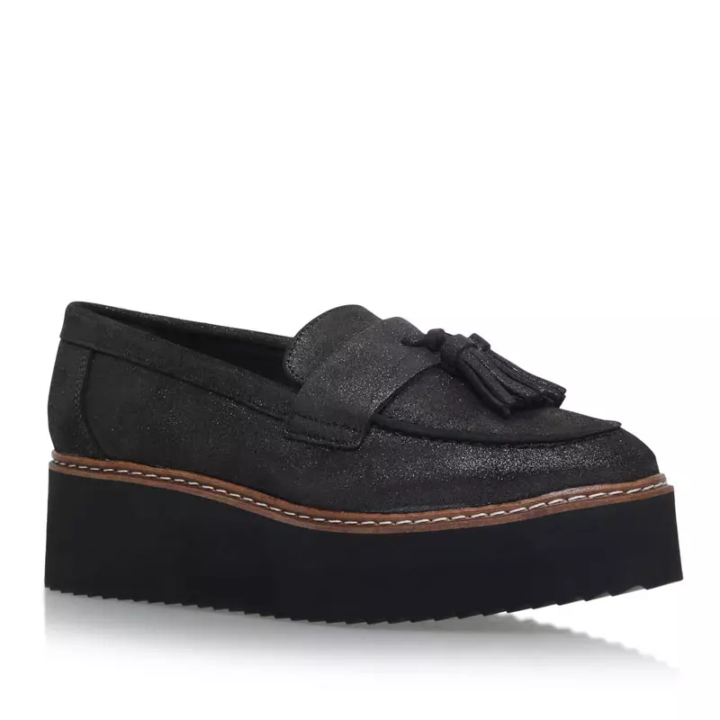 KG Kurt Geiger Kimble Gunmetal Flatform Loafer Shoes