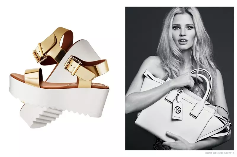 Kurt Geiger üçin 2015-nji ýylyň ýaz-tomus kampaniýasy üçin Lara Stone